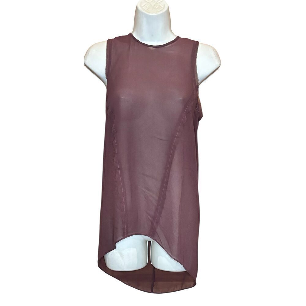 Helmut Lang Sheer Blouse in Malbec Maroon NWOT Size Petite
